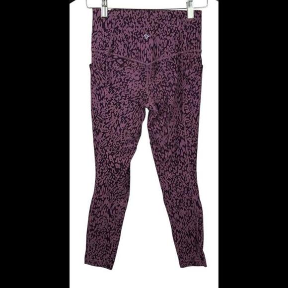 Athleta Salutation Stash 7/8 Tight Leggings Mauve Animal Print Workout‎ Small - Picture 2 of 5